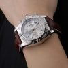 Swiss made Certified Stainless Steel Bezel Brown Croco Leather Bracelet White Dial 80285 - Image 2