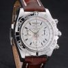 Swiss made Certified Stainless Steel Bezel Brown Croco Leather Bracelet White Dial 80285 - Image 3