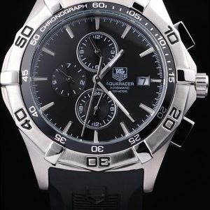 Tag Heuer Aquaracer Tachymeter Bezel Black Dial Black Rubber Strap