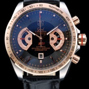 Tag Heuer Carrera Stainless Steel Case Black Dial Black Leather Strap