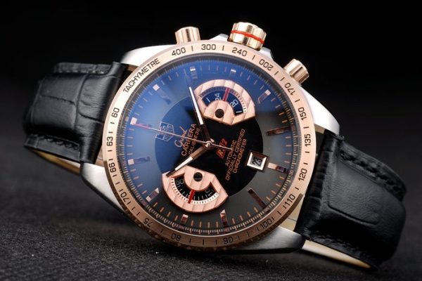 Tag Heuer Carrera Stainless Steel Case Black Dial Black Leather Strap - Image 5