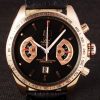 Tag Heuer Carrera Rose Gold Case Black Dial Black Leather Strap