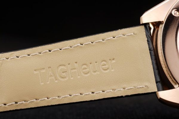 Tag Heuer Carrera Rose Gold Case Black Dial Black Leather Strap - Image 7