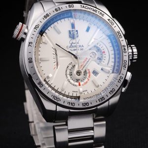 Tag Heuer Carrera Tachymeter Bezel White Dial Stainless Steel Strap