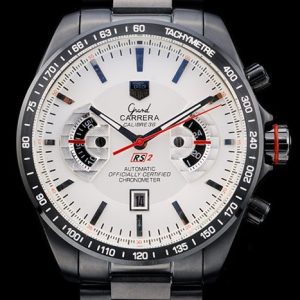 Tag Heuer Carrera Black Stainless Steel Case White Dial