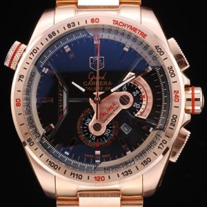 Tag Heuer Carrera Rose Gold Case Black Dial