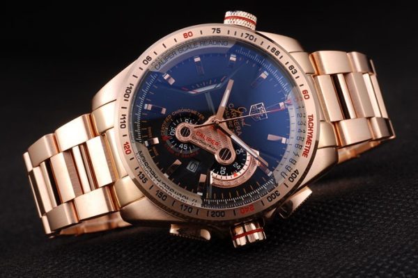 Tag Heuer Carrera Rose Gold Case Black Dial - Image 4