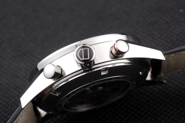 Swiss Tag Heuer Carrera Tachymeter Bezel Black Leather Strap Brown Checkered Dial - Image 2