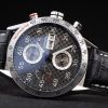 Swiss Tag Heuer Carrera Tachymeter Bezel Black Leather Strap Brown Checkered Dial - Image 5