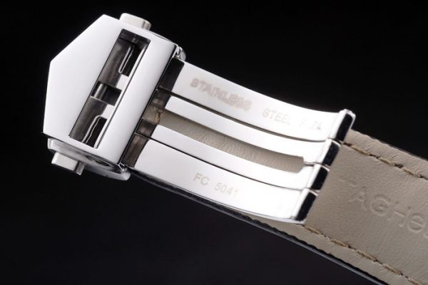 Swiss Tag Heuer Carrera Tachymeter Bezel Black Leather Strap Brown Checkered Dial - Image 7