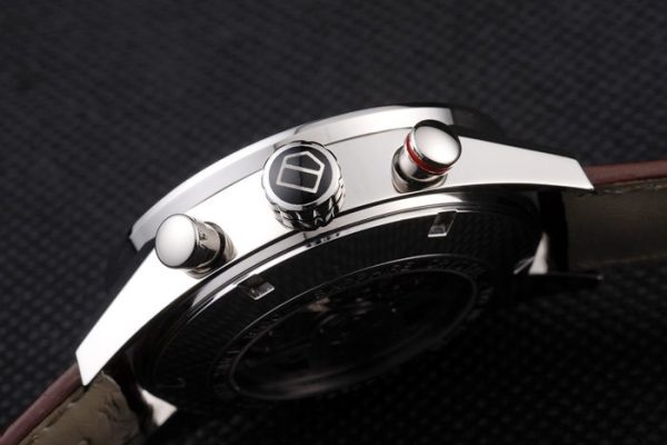 Swiss Tag Heuer Carrera Tachymeter Bezel Dark Brown Leather Strap White Dial - Image 2