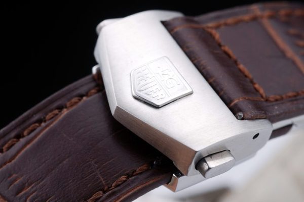 Swiss Tag Heuer Carrera Tachymeter Bezel Dark Brown Leather Strap White Dial - Image 6