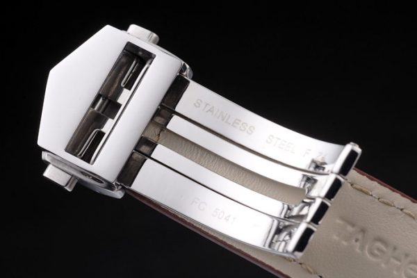 Swiss Tag Heuer Carrera Tachymeter Bezel Dark Brown Leather Strap White Dial - Image 7