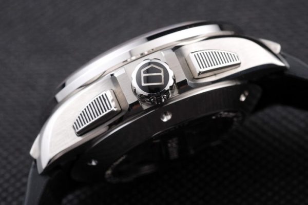 Swiss Tag Heuer Carrera Tachymeter Bezel Black Perforated Rubber Strap White Dial - Image 8