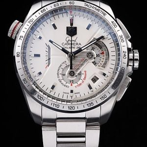 Swiss Tag Heuer Carrera Tachymeter Bezel Stainless Steel White Dial