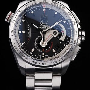 Swiss Tag Heuer Carrera Tachymeter Bezel Stainless Steel Black Dial