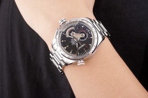 Swiss Tag Heuer Carrera Tachymeter Bezel Stainless Steel Black Dial - Image 2