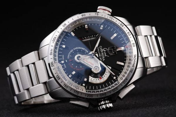 Swiss Tag Heuer Carrera Tachymeter Bezel Stainless Steel Black Dial - Image 4