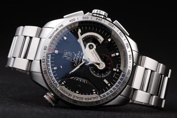 Swiss Tag Heuer Carrera Tachymeter Bezel Stainless Steel Black Dial - Image 5