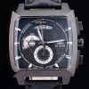 Tag Heuer Monaco Black Ceramic Case Black Dial Black Leather Strap