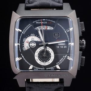 Tag Heuer Monaco Black Ceramic Case Black Dial Black Leather Strap
