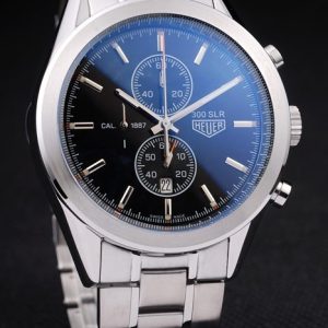 Tag Heuer SLR Polished Stainless Steel Case Black Dial Stainless Steel Strap