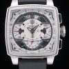 Tag Heuer Monaco Black-Green Perforated Leather Strap White Dial 80306