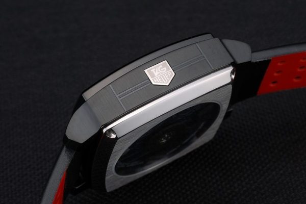Tag Heuer Monaco Black-Red Perforated Leather Strap Black Dial 80309 - Image 10