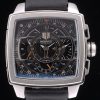 Tag Heuer Monaco Mikrograph Black Leather Strap Black Dial 7923
