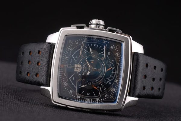 Tag Heuer Monaco Mikrograph Black Leather Strap Black Dial 7923 - Image 7