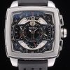 Tag Heuer Monaco Mikrograph Black Leather Strap Black Dial 7924
