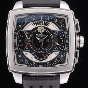 Tag Heuer Monaco Mikrograph Black Leather Strap Black Dial 7924