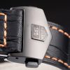Tag Heuer Monaco Swiss Black Leather Strap Blue-Yellow Striped Black Dial - Image 6