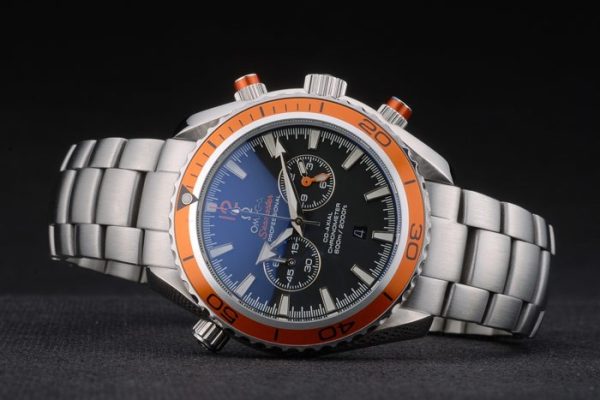 Omega Seamaster Planet Ocean Orange Tachymeter Black Dial Stainless Steel Strap 80241 - Image 5