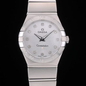 Swiss Lady Omega Constellation Stainless Steel Bracelet Silver Dial 80290