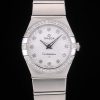 Swiss Lady Omega Constellation Crystal Encrusted Bezel Silver Dial 80291 Radial