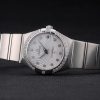 Swiss Lady Omega Constellation Crystal Encrusted Bezel Silver Dial 80291 Radial - Image 4