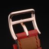 Hermes Heure H Rose Gold Bezel White Dial Red Leather Strap 80233 - Image 10