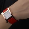 Hermes Heure H Rose Gold Bezel White Dial Red Leather Strap 80233 - Image 2