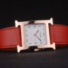 Hermes Heure H Rose Gold Bezel White Dial Red Leather Strap 80233 - Image 4