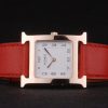 Hermes Heure H Rose Gold Bezel White Dial Red Leather Strap 80233 - Image 5