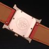 Hermes Heure H Rose Gold Bezel White Dial Red Leather Strap 80233 - Image 7