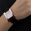 Hermes Heure H Rose Gold Bezel Black Leather Strap White Dial 80235 - Image 2