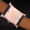 Hermes Heure H Rose Gold Bezel Black Leather Strap White Dial 80235 - Image 7