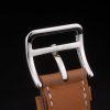 Hermes Heure H Stainless Steel Diamond Encrusted Bezel Tan Leather Strap White Dial 80232 - Image 10
