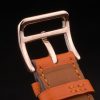Hermes Heure H Rose Gold Diamond Encrusted Bezel Orange Leather Strap White Dial 80237 - Image 10