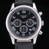 Longines Master Collection Black Leather Strap Black Dial 80224