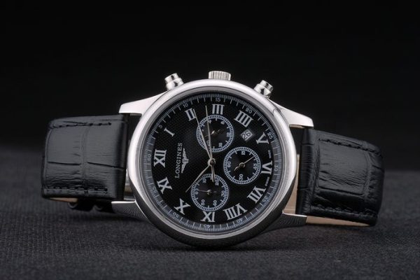 Longines Master Collection Black Leather Strap Black Dial 80224 - Image 5